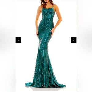 “Colorsdress”  long form fitted dress emerald sequin
